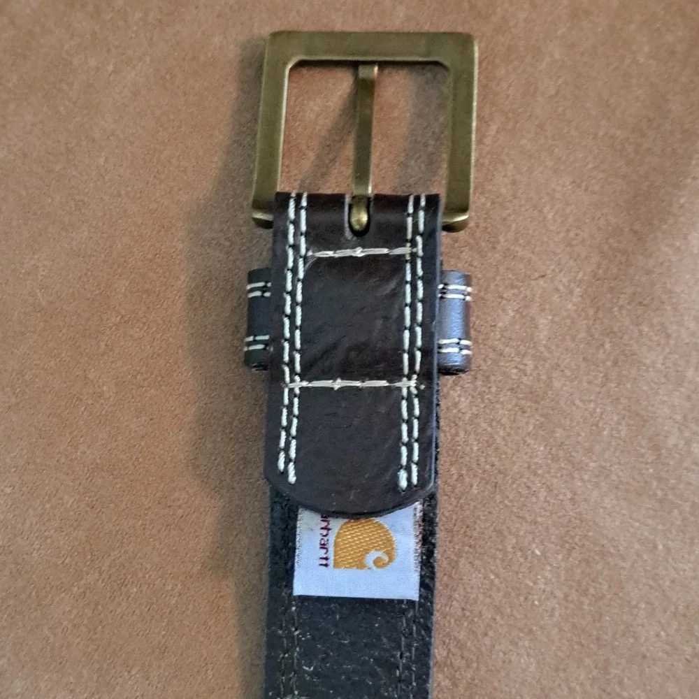 Brown Leather Carhartt Double Seam Belt 30 Inch 7 Hole
